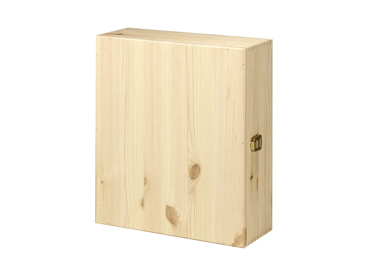 Cassetta con cerniere e clippers per 3 bottiglie