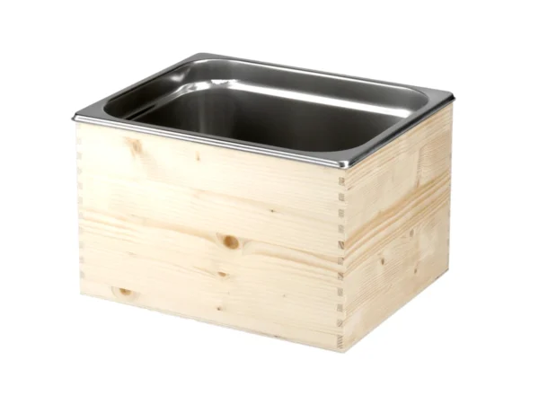 Glacette/Spumantiera in legno con 1 vasca in acciaio inox