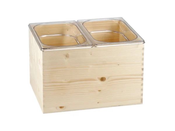 Glacette/Spumantiera in legno con 2 vasche in plexiglass