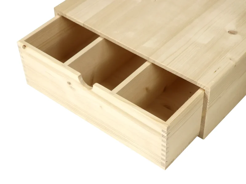 Cassettiera da esposizione per 3 bottiglie in legno