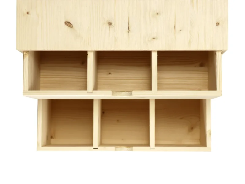 Cassettiera da esposizione per 6 bottiglie in legno