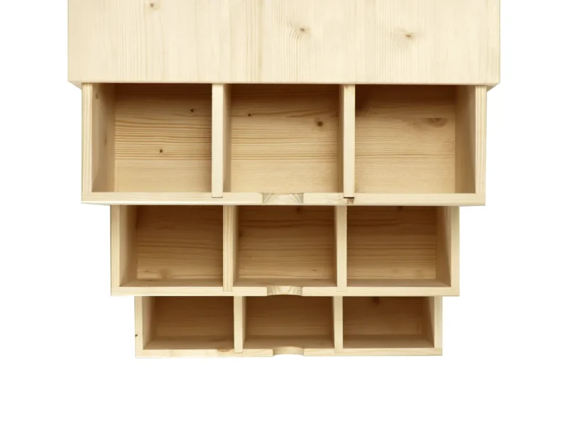 Cassettiera da esposizione per 9 bottiglie in legno