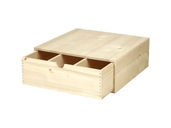 Cassettiera da esposizione per 3 bottiglie in legno