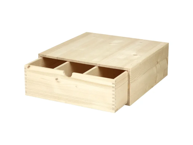 Cassettiera da esposizione per 3 bottiglie in legno